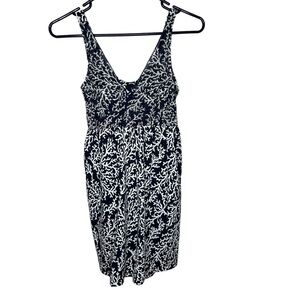 Women One Piece Retro Coral Print Bathing Suit Shorts Sleeveless One Piece S/M?